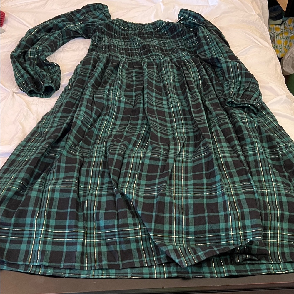 Lane Bryant Teal and Black Plaid Dress